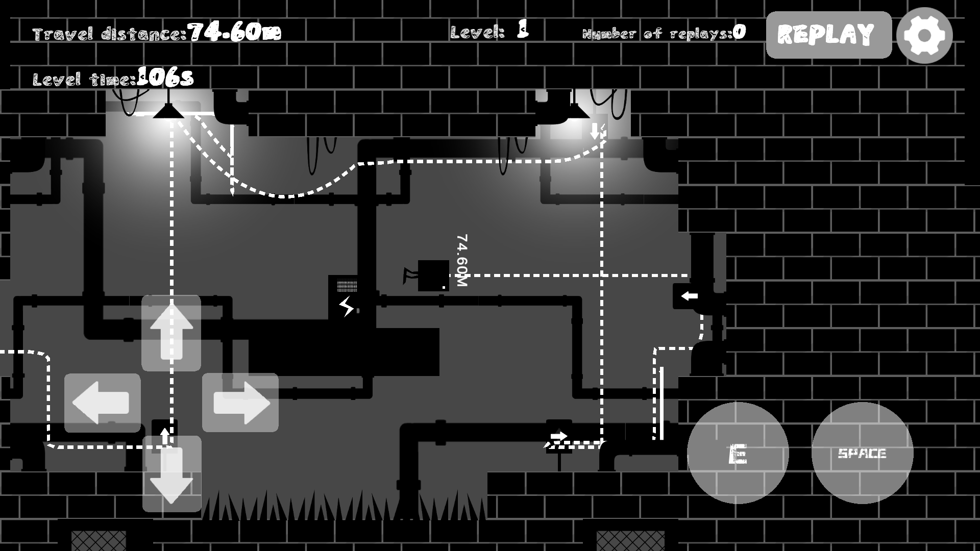 Blackie Run screenshot showing traps and level geometry.